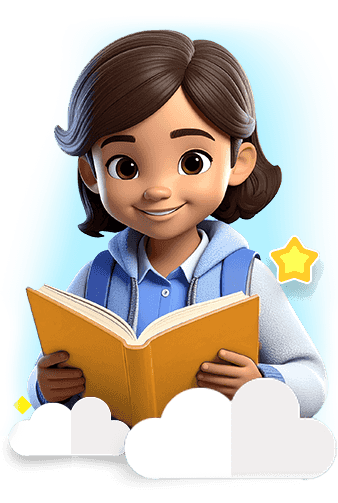 ilustração menina com livro